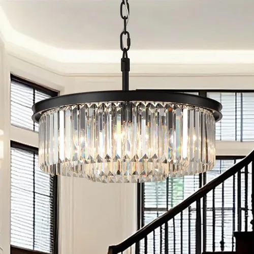 Vista 15 de Candelabro grande de cristal moderno de lujo, lámpara de techo colgante de oro antiguo para comedor, sala de estar, 12 luces, 3 niveles