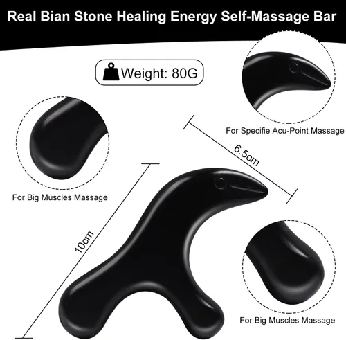 Vista 7 de Herramienta de masaje de punto de activación de tejido profundo, piedra bian natural, terapia de raspado de acupuntura Gua Sha, reflexología