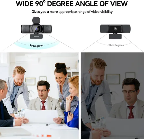 Vista 5 de AUSDOM Cámara web AF640 1080P con micrófono, cámara de PC USB 90 ° FOV con cubierta de privacidad, cámara de computadora Plug and Play para llamadas