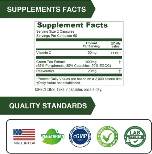 Vista 6 de LOVITA Extracto de té verde 1000 mg (120 unidades)