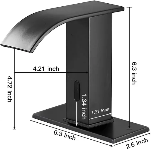 Vista 2 de Grifo automático del lavabo del cuarto de baño sin contacto de la cascada negra AC/DC accionado