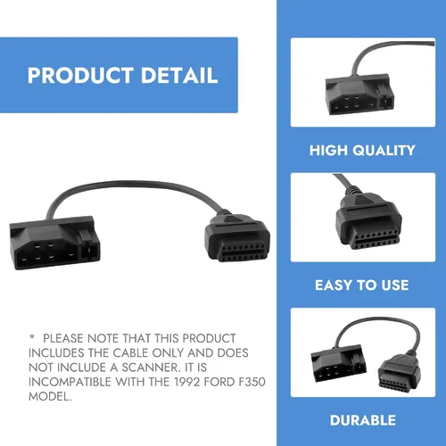 Vista 6 de Adaptador OBD1 a OBD2 para Ford de 7 pines a 16 pines Conector Negro Cable Adaptador OBD Herramienta de Diagnóstico de Reparación Conector