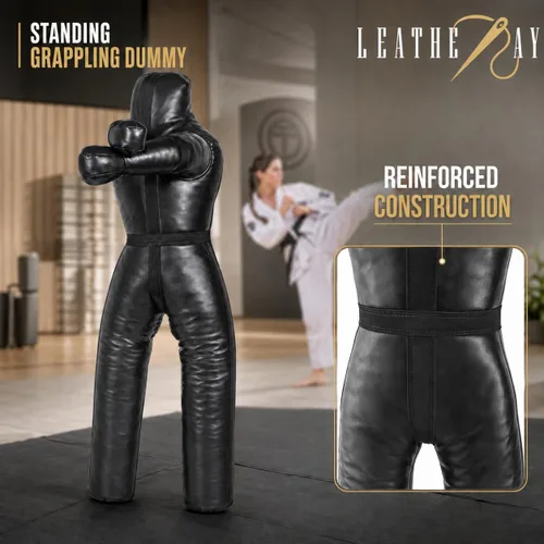 Vista 2 de Jiu Jitsu Judo Saco de boxeo Grappling Maniquí posición de pie Lucha Lucha Lanzamiento BJJ Dummy Jiu Jitsu Saco de boxeo Negro -Sin relleno