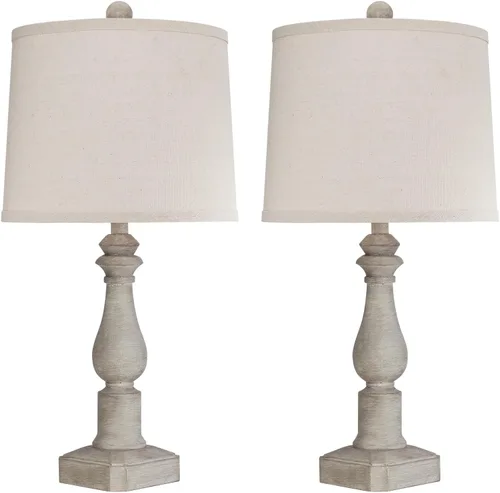 Vista 2 de Juego de 2 lámparas de mesa rústicas de 23 pulgadas para sala de estar, dormitorio, lámparas tradicionales de resina para mesita de noche para sala