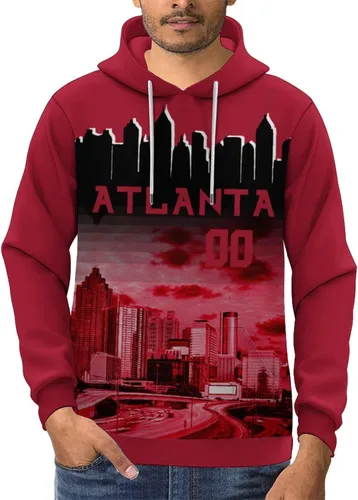 Vista 24 de Custom Football Hoodies City Night Skyline Personalized Sweatshirt Name Number Fan Gift Pullover for Men Women Youth