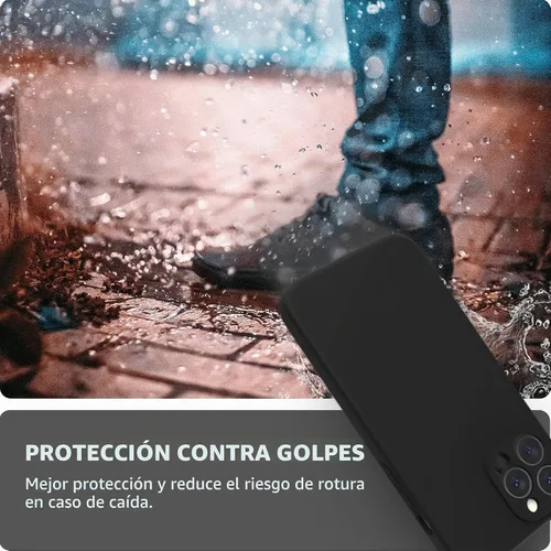 Vista 7 de SURPHY Funda compatible con iPhone 13 Pro Max con protector de pantalla, (protección de cámara + forro de microfibra suave), funda de silicona Negro