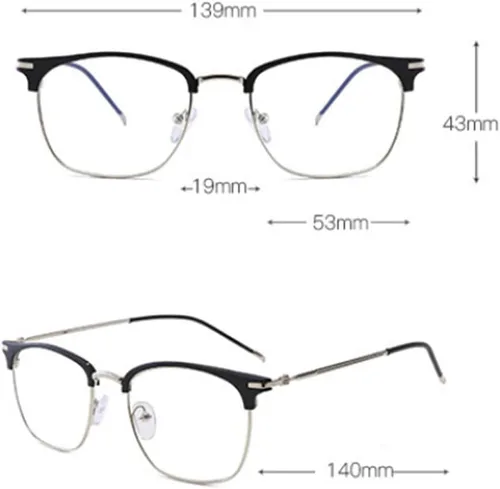 Vista 6 de Shiratori Gafas de lente transparente retro vintage con montura de cuerno de 1.693 in