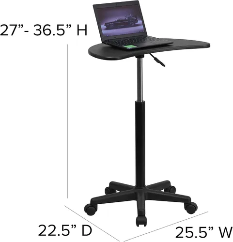 Vista 2 de Escritorio portátil para computadora portátil negro sentado a pie