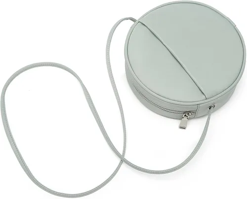 Vista 45 de Bolso circular para mujer, bolso cruzado redondo con cremallera Verde militar/nailon