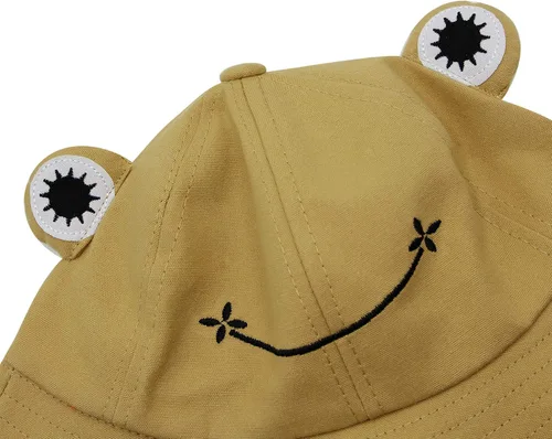 Vista 5 de ZGMYC Bonito sombrero de algodón con diseño de rana divertido para el verano, playa, sombrero de pescador para mujeres y niños