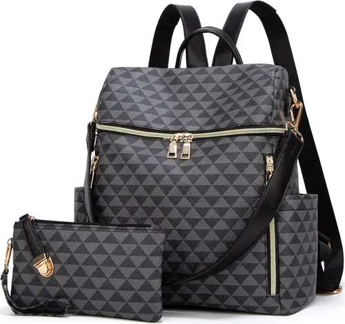 Vista 16 de Makes - Bolso tipo mochila para mujer, de piel sintética, bolso de viaje con diseño convertible a cartera, 12 pulg., Mochilas de viaje