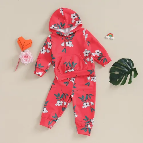 Vista 3 de Karwuiio Conjunto de 2 piezas para bebé recién nacido, sudadera con capucha y pantalones, ropa de otoño e invierno