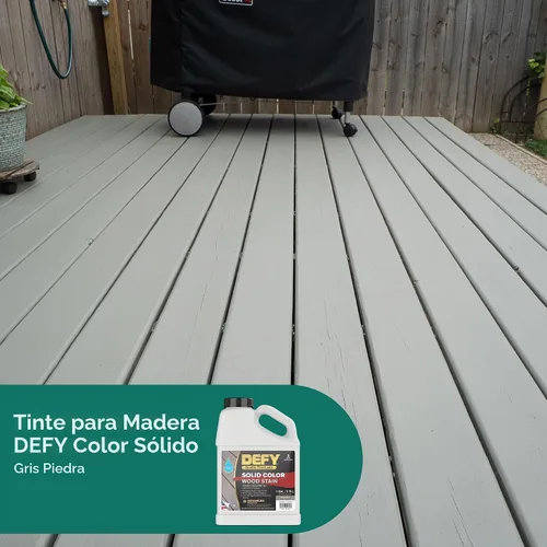 Vista 8 de DEFY Tinte de madera de color sólido - Piedra gris, 1 galón - Pintura duradera para terrazas y cercas de madera – Resistente a los rayos UV, pintura