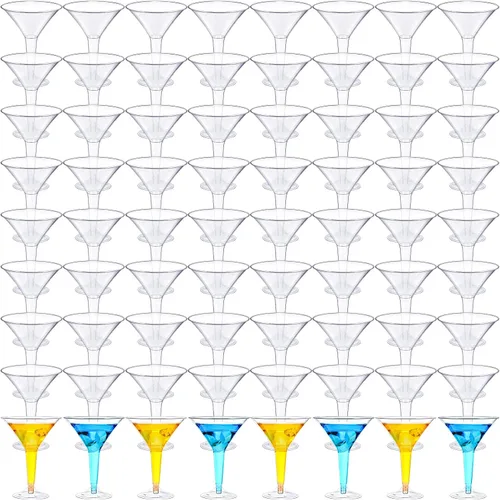 Vista 8 de Zopeal 32 vasos de Martini de plástico de 8 onzas, transparentes, desechables, para cóctel, postre, parfait, vasos apilables de plástico para boda