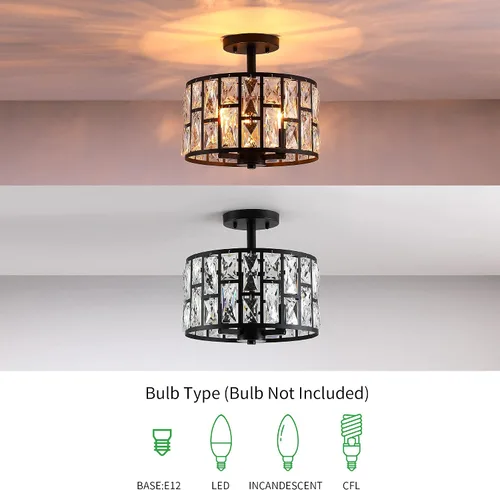 Vista 4 de MEXO Lámpara de techo semi empotrada, iluminación colgante ajustable, accesorio de iluminación cercano al techo