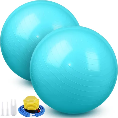 Vista 11 de Leyndo 2 pelotas de yoga grandes de 26 pulgadas, pelota de ejercicio antiestallido con bomba, 26 pulgadas/25.6 in para mejorar la postura