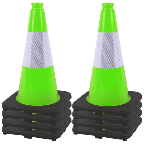 Vista 25 de OrangeStar 6 Pack 36" Conos de seguridad de tráfico, conos de estacionamiento verdes con collar reflectante, conos de construcción con base