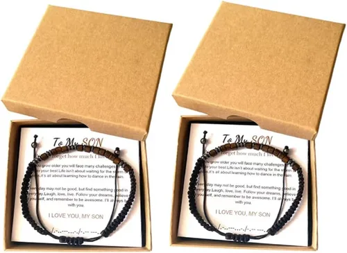 Vista 5 de Pulsera con código morse "I Love You" para hijo
