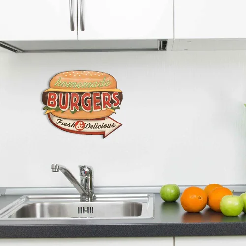 Vista 6 de Enjoy Our Burgers - Letrero de metal en relieve – Letrero vintage de hamburguesas para cocina o cueva de hombre, lo mejor de la ciudad