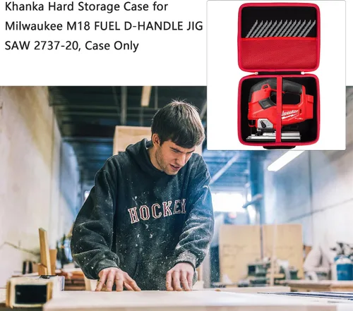 Vista 5 de khanka Estuche de almacenamiento rígido de repuesto para sierra caladora Milwaukee M18 Fuel D-Handle 2737-20, solo funda