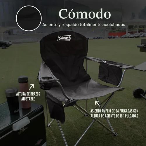 Vista 6 de Coleman Portable Camping Chair with 4-Can Cooler, Cushioned Seat & Back with Side Pockets & Cup Holder, Carry Bag Included, Great for Camping