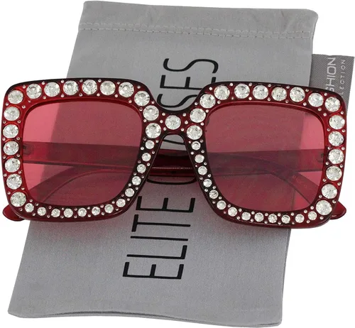 Vista 2 de Gafas de sol de gran tamaño con marco cuadrado con diamantes de imitación para mujer