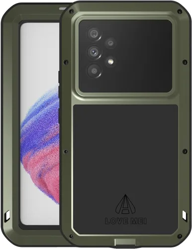 Vista 8 de Funda militar resistente para Samsung A53, con protector de pantalla de vidrio templado, a prueba de golpes, a prueba de polvo, a prueba de Negro