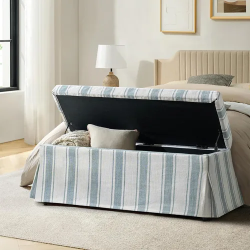 Vista 3 de HULALA HOME Banco de almacenamiento con funda lavable, color azul