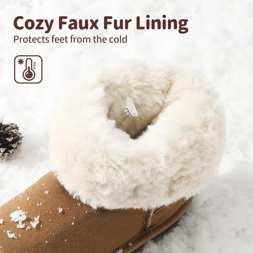 Vista 3 de DREAM PAIRS botas de nieve de invierno con forro de piel sintética para niños