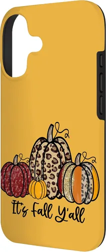 Vista 2 de Its Fall Y'all Floral Leopard Cheetah Print Pumpkin Phone Case for iPhone 17