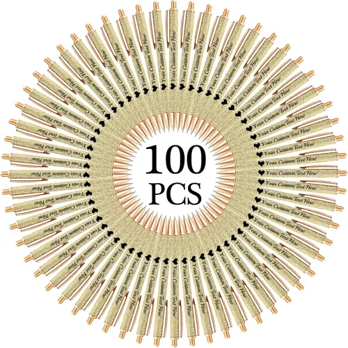 Vista 48 de Hasta 100 bolígrafos personalizados a granel con nombre, bolígrafo con purpurina personalizable, logotipo de negocios, mensaje de texto, regalo
