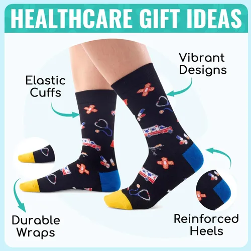 Vista 2 de Zmart EMT Doctor Gifts for Men - EMS Week Gifts, Paramedic Gift for Women, EMT Doctor Socks