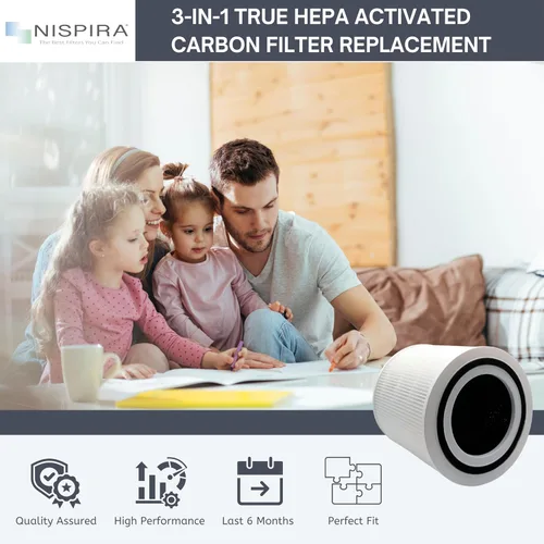 Vista 2 de Nispira TT-AP005 Filtro de repuesto para purificador de aire TaoTronics 3 en 1 True HEPA Smoke Dust VOCs Remover, 2 paquetes