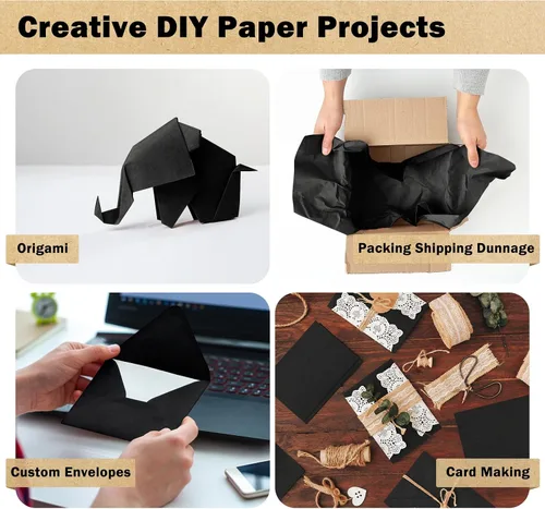 Vista 7 de RUSPEPA Rollo de papel de regalo de estraza negro, 17.5 x 393 pulgadas (32.8 pies), papel de regalo de arte negro reciclable para envolver regalos