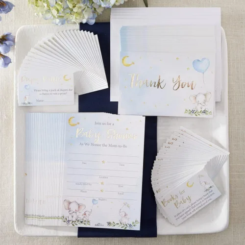 Vista 8 de Kate Aspen Elephant Baby Shower - Servilletas de papel de 2 capas, color azul (juego de 30) Little Peanut, servilletas decorativas gruesas