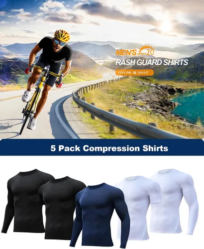 Vista 5 de HOPLYNN Paquete de 45 camisetas de compresión de entrenamiento para hombre, manga largacorta, camiseta atlética para deportes