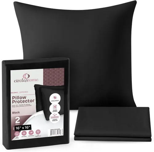 Vista 36 de CIRCLESHOME Protectores de almohada europeos – Fundas de almohada 100% algodón transpirable – Fundas de almohada cuadradas de 26 x 26 pulgadas