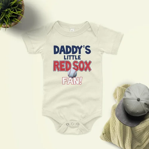 Vista 7 de NanyCrafts Baby's Daddy's Little Red Sox Fan Body Body para bebé Red Sox Fan