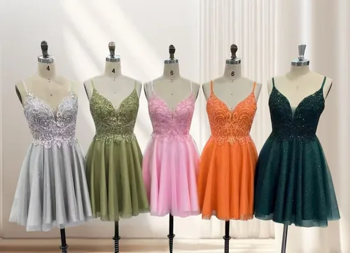 Vista 5 de Rjer - Vestidos de fiesta de graduación, vestidos cortos de tul para adolescentes, vestidos de fiesta de cóctel brillantes
