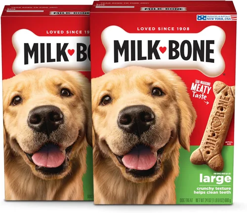 Vista 11 de Milk-Bone Original Dog Treats Galletas para perros grandes, 24 libras (paquete de12) 24 onzas. cajas, sabor carnoso que menea la cola, 15%