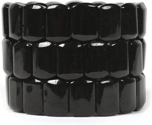 Vista 2 de Pulsera elástica de cuentas rectangulares de 0.472 in de piedras preciosas semipreciosas de 7 pulgadas