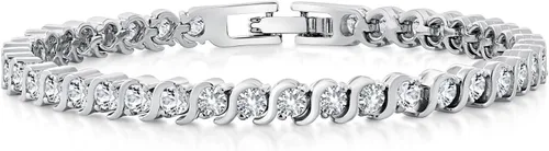 Vista 8 de Gem Stone King Pulsera de tenis chapada en oro con circonita cúbica Negro