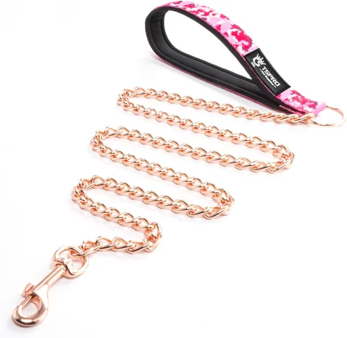 Vista 9 de TSPRO Correa de perro a prueba de mordeduras de acero inoxidable para perro, cadena de metal, correa de entrenamiento para perros con mango suave