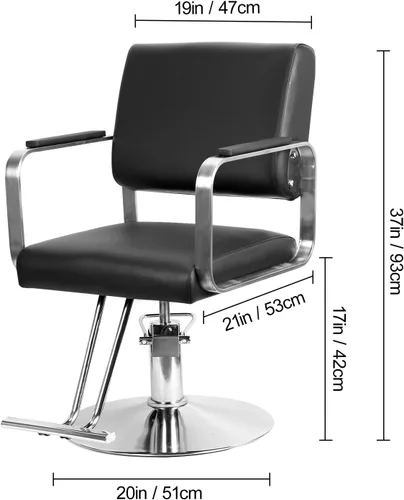 Vista 3 de Silla de salón de mano para estilistas, silla de peluquería hidráulica de alta resistencia con altura ajustable, giro de 360° y respaldo ergonómico