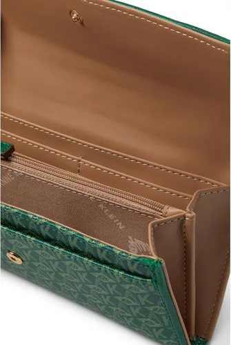Vista 3 de Anne Klein AK Cube - Cartera con solapa con logotipo, Hoja de Palma TonalHoja de Palma, Cartera con solapa con logotipo Ak Cube