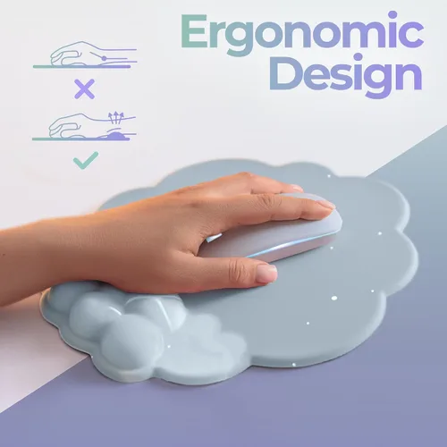 Vista 4 de Juego de Reposamuñecas para Teclado y Mouse de Calidad Premium en Forma de Nube – Accesorios de Escritorio Ergonómicos de Espuma Viscoelástica