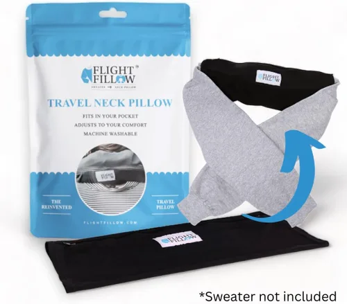 Vista 2 de Flight Fillow Almohada de cuello rellenable para viajes, almohada de avión para vuelos largos, almohada de viaje plegable para soporte de cuello