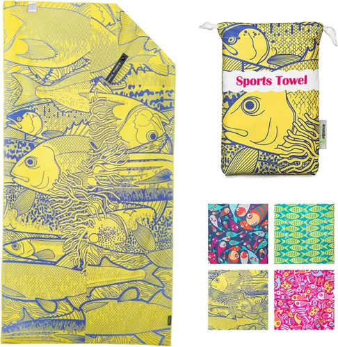 Vista 46 de 4Monster Toalla de playa de microfibra de secado rápido, toalla de viaje ligera súper absorbente para nadadores, toalla de camping sin arena 14