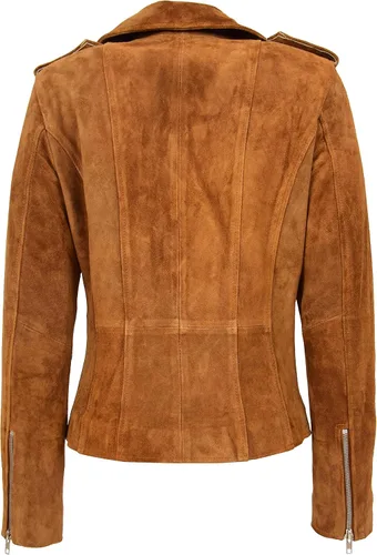 Vista 7 de Divergent Retail DR217 Hardrock Biker Chich - Chaqueta de piel para mujer, color marrón