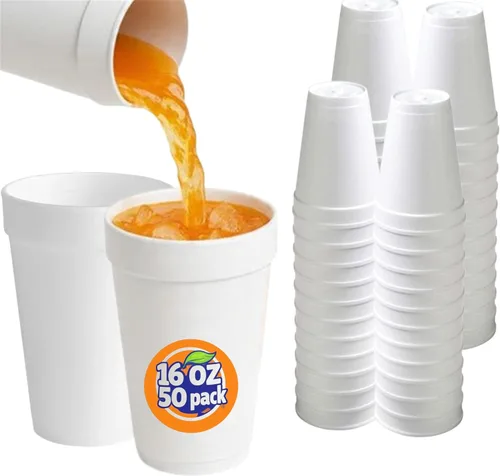 Vista 13 de Mr Miracle Vasos de espuma de poliestireno de 8 onzas, tazas de café desechables (paquete de 50), tazas de espuma blanca aisladas para bebidas